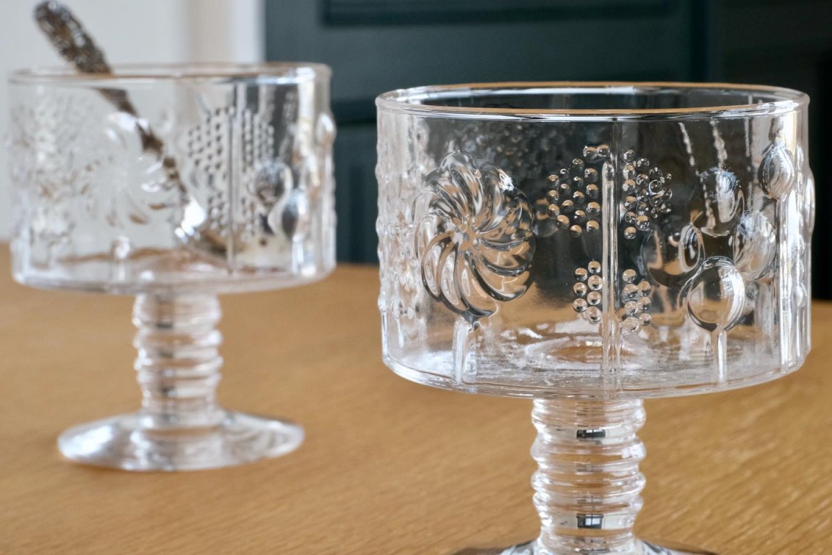 画像3: 北欧ビンテージガラス/Oiva Toikka/オイバトイッカ/Flora/フローラ/ヌータヤルヴィ/脚付き/デザートボウル (3)