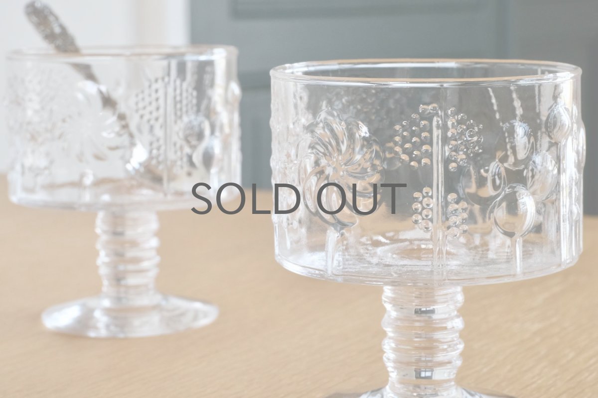 画像3: 北欧ビンテージガラス/Oiva Toikka/オイバトイッカ/Flora/フローラ/ヌータヤルヴィ/脚付き/デザートボウル (3)