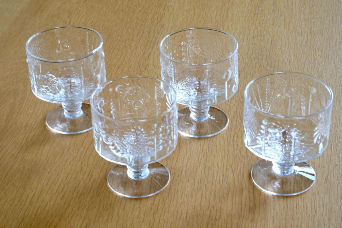 画像5: 北欧ビンテージガラス/Oiva Toikka/オイバトイッカ/Flora/フローラ/ヌータヤルヴィ/脚付き/デザートボウル (5)