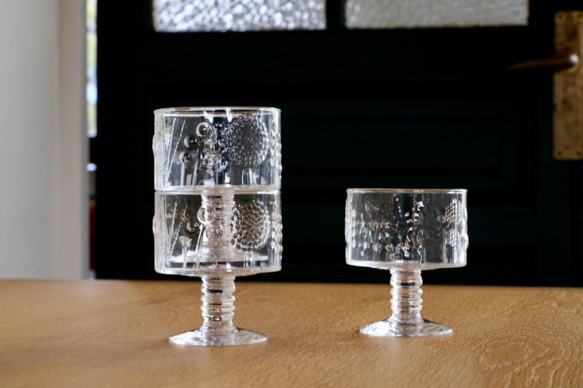 画像4: 北欧ビンテージガラス/Oiva Toikka/オイバトイッカ/Flora/フローラ/ヌータヤルヴィ/脚付き/デザートボウル (4)