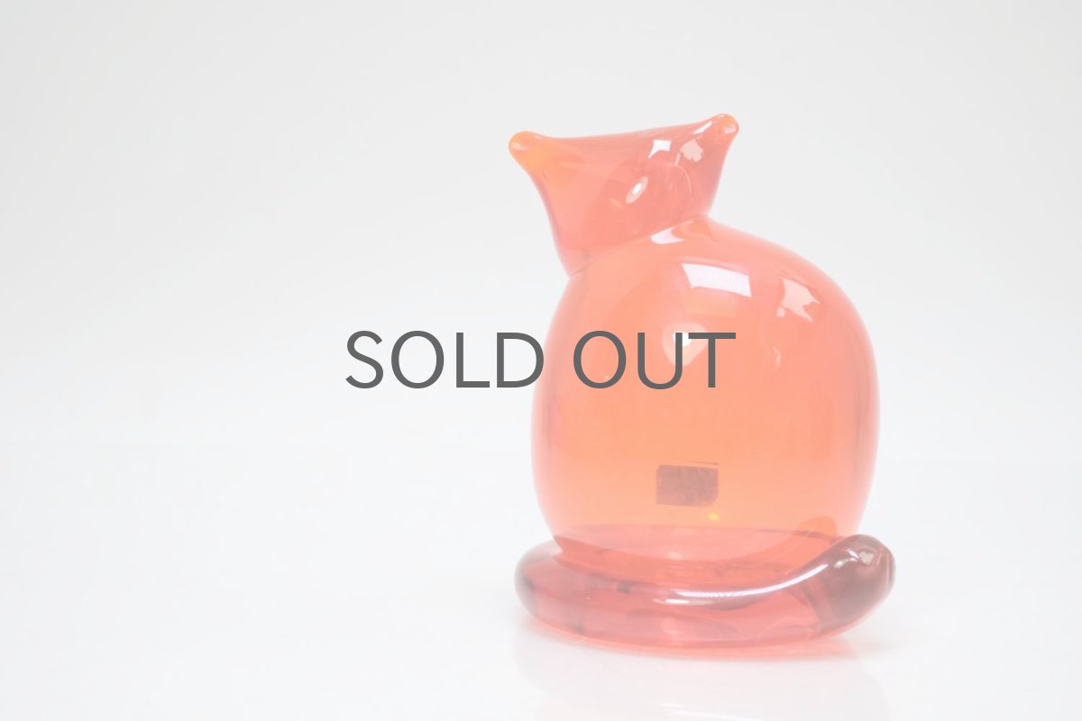 画像4: 北欧アートガラス/ビンテージガラス/Inkeri Toikka/インケリ・トイッカ/Kissa/オレンジレッド/子猫  (4)