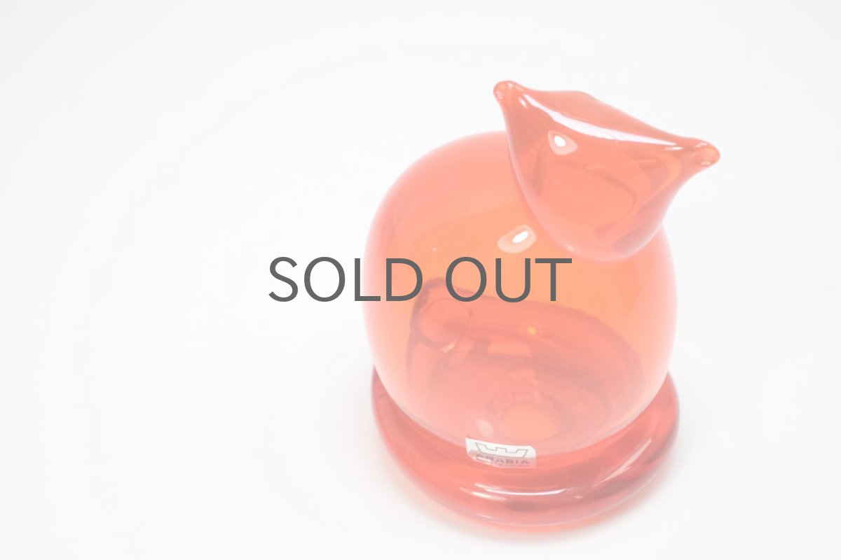 画像5: 北欧アートガラス/ビンテージガラス/Inkeri Toikka/インケリ・トイッカ/Kissa/オレンジレッド/子猫  (5)