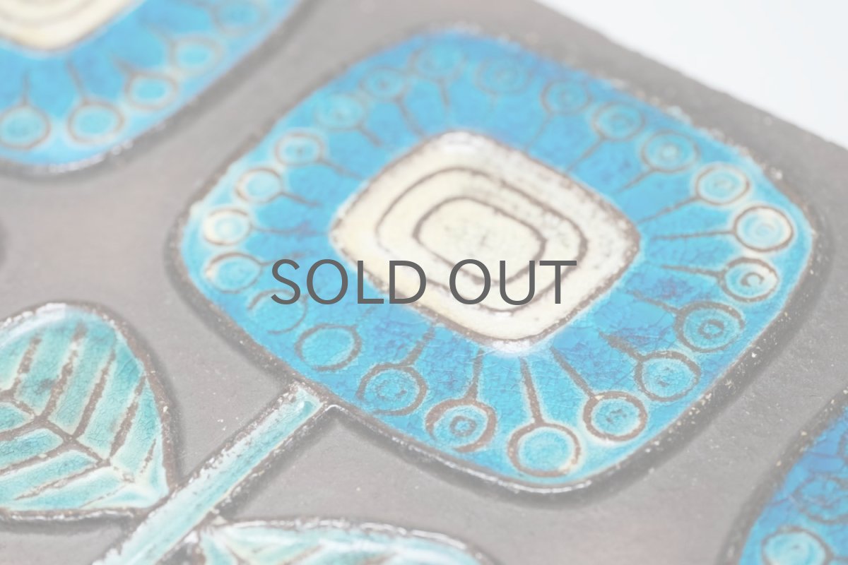 画像4: デンマーク/Knabstrup/ナブストラップ社製/ブルー3連花/陶板 (4)