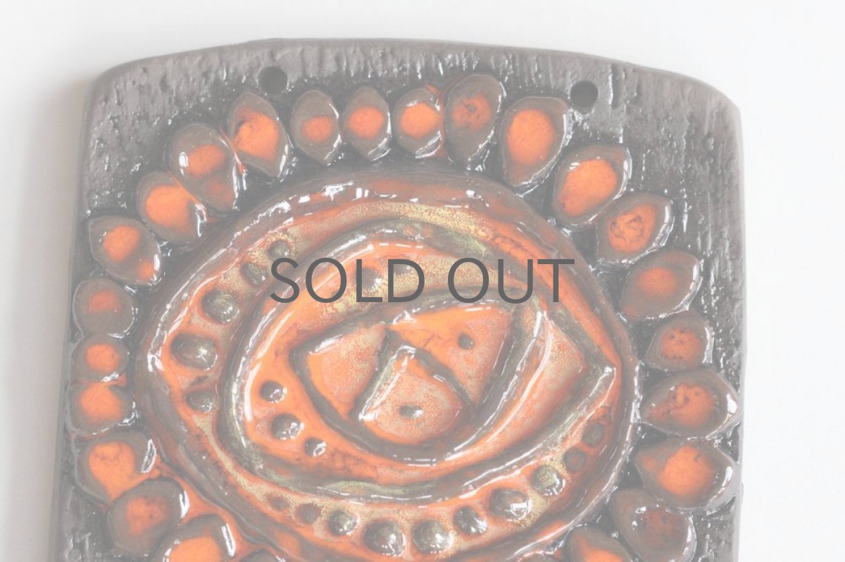 画像2: スウェーデンNinnie Forsgren 陶板 オレンジ花 (2)