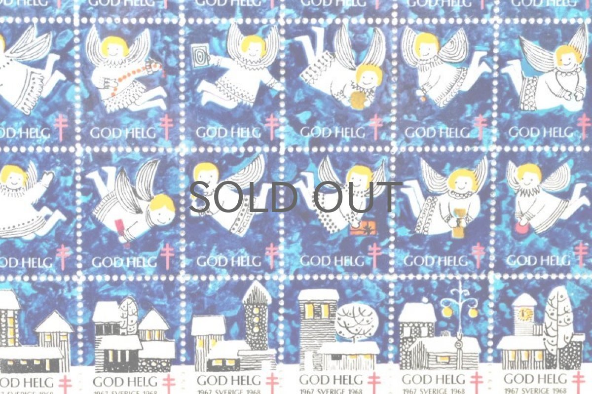 画像3: 北欧スウェーデン/ビンテージクリスマスシート切手/フレーム付き/1968年/スウェーデン/天使 (3)