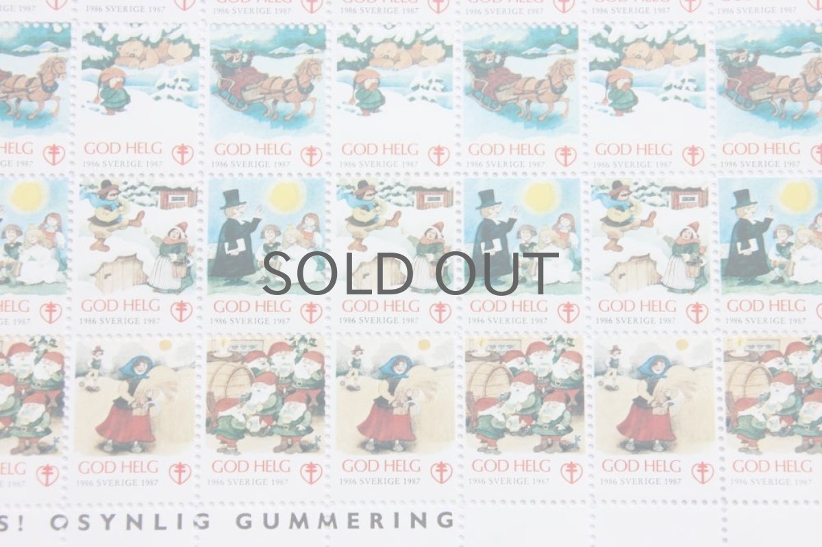 画像2: 北欧スウェーデン/ビンテージクリスマスシート切手/木製フレーム付き/1986年  (2)