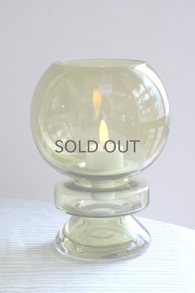 画像7: 北欧ビンテージ雑貨/フィンランド/Riihimaen Lasi/リーヒマエンラシ/キャンドルホルダー/ランタン型/オリーブグリーン (7)