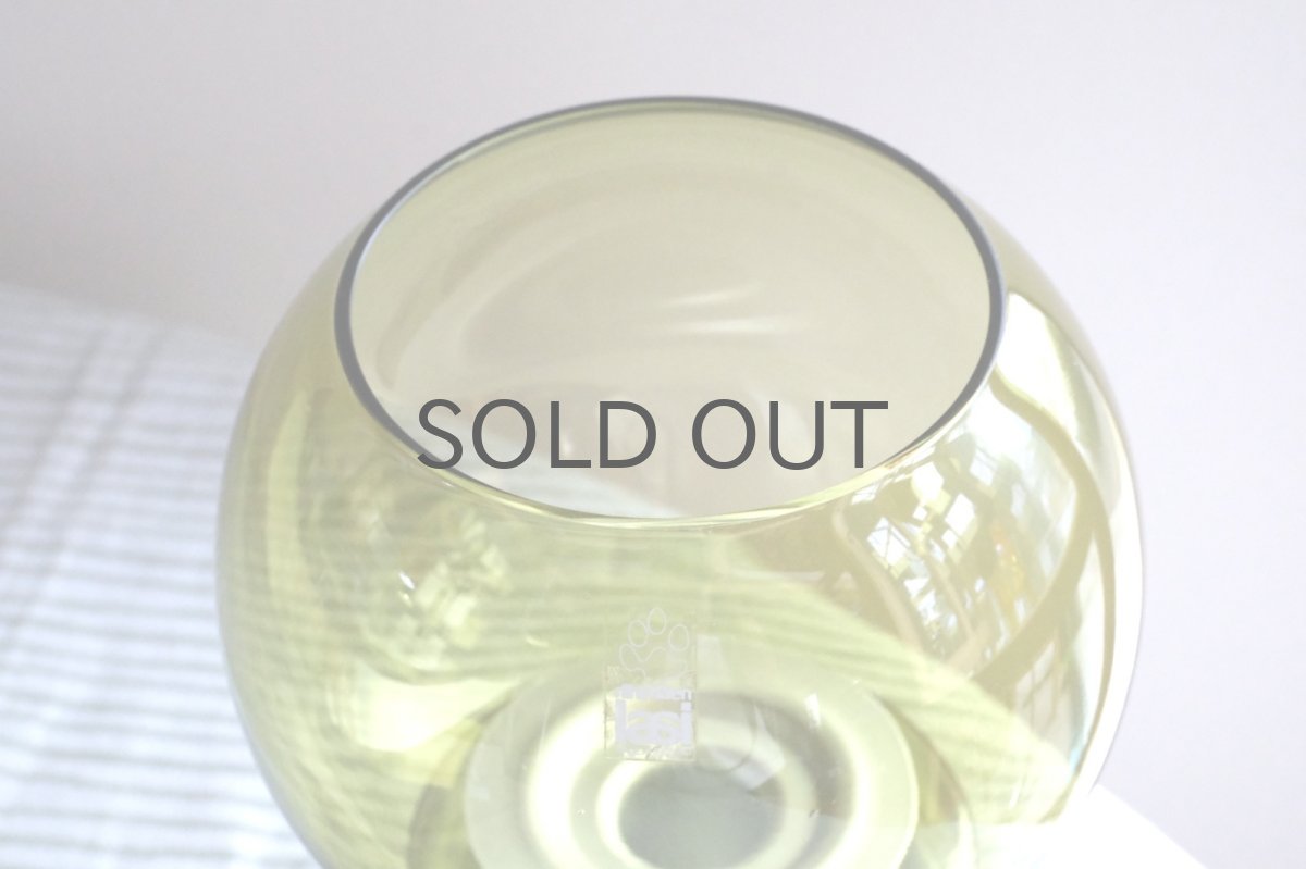 画像3: 北欧ビンテージ雑貨/フィンランド/Riihimaen Lasi/リーヒマエンラシ/キャンドルホルダー/ランタン型/オリーブグリーン (3)