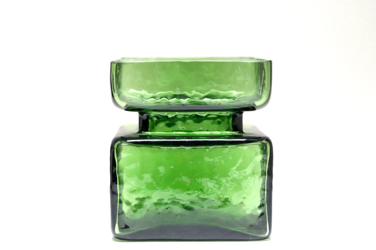 画像1: 北欧雑貨/Riihimaen Lasi/リーヒマエンラシ/Pala/パラシリーズ/花瓶/モスグリーン/Lサイズ (1)