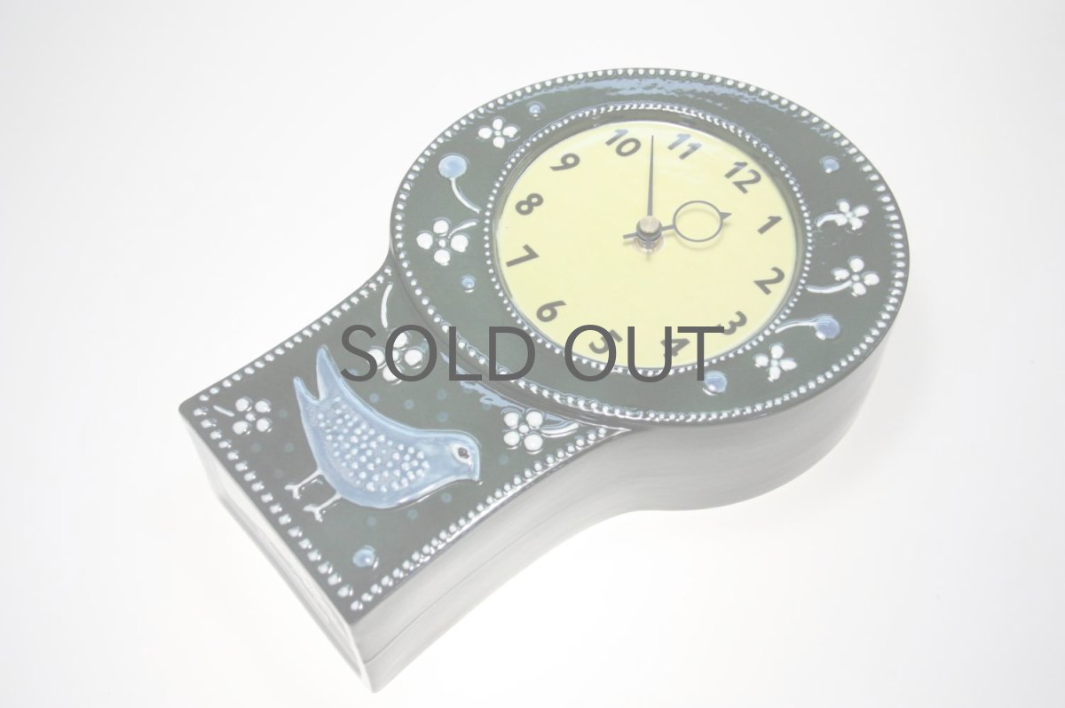 画像3: 北欧ビンテージ/Rorstrand/ロールストランド/Sylvia Leuchovius /シルヴィア・レウショヴィウス/ 置き時計小鳥/グリーン (3)