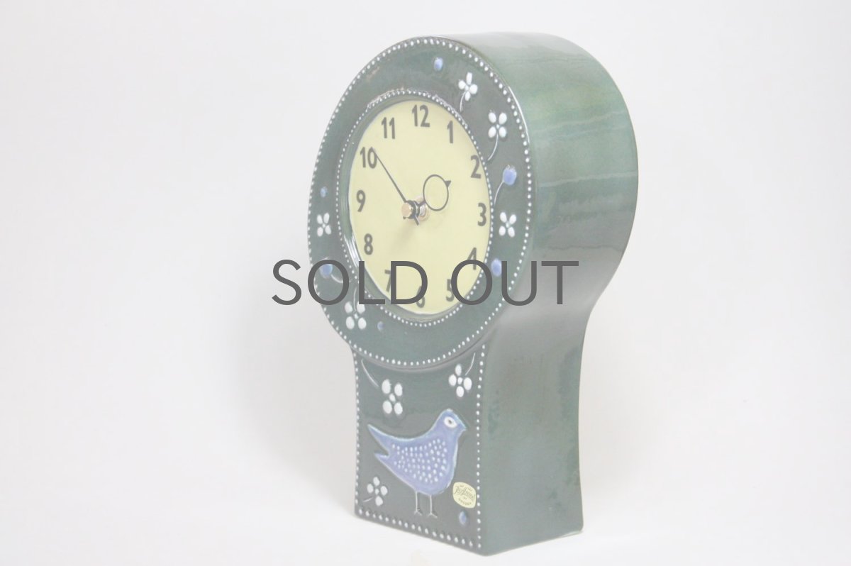 画像2: 北欧ビンテージ/Rorstrand/ロールストランド/Sylvia Leuchovius /シルヴィア・レウショヴィウス/ 置き時計小鳥/グリーン (2)