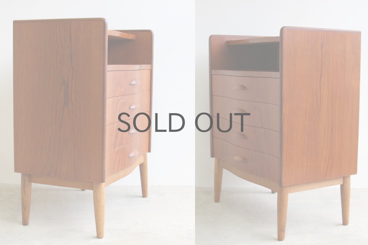 画像4: 北欧ビンテージ家具/デンマーク スモールチェスト チーク×オーク (4)