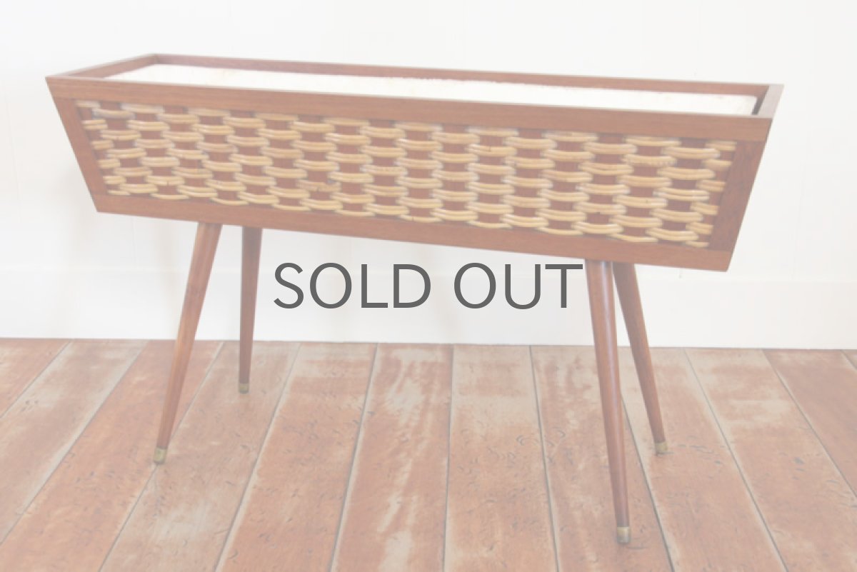 画像2: 北欧ヴィンテージ/デンマーク チークプランター×ラタン (2)