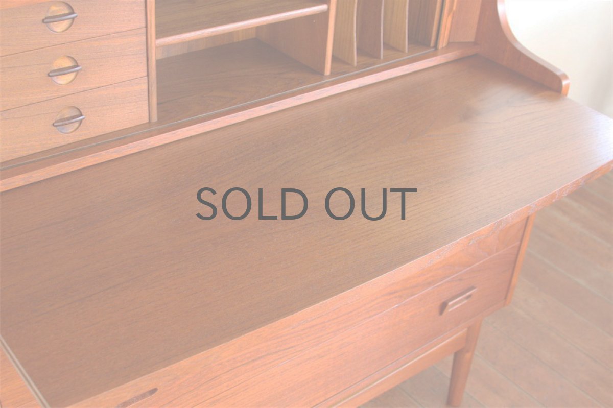 画像4: 北欧ビンテージ家具/デンマーク ブックシェルフ+ライティングデスク チーク (4)