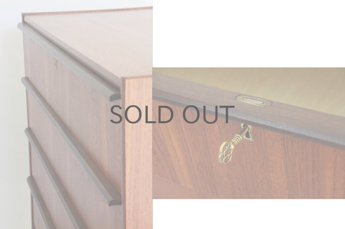 画像5: 北欧家具ビンテージ デンマーク製 4段 チーク チェスト (5)