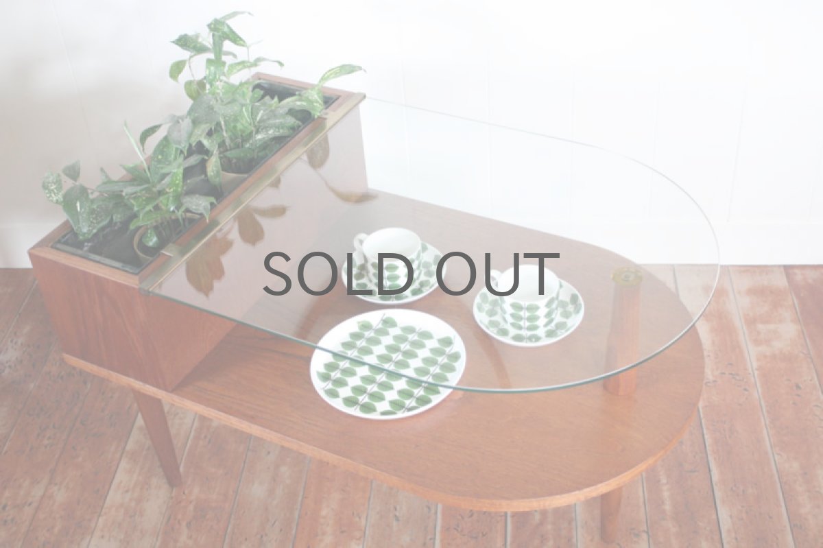 画像2: 北欧家具/デンマーク製 チーク×ガラス プランター付きコーヒーテーブル  (2)