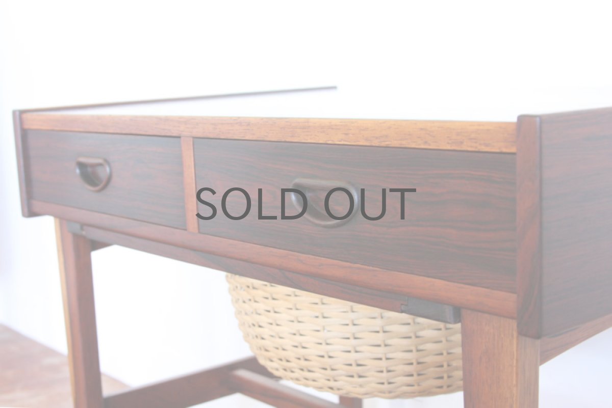 画像4: 北欧ヴィンテージ家具/デンマーク製 ローズウッド ソーイングテーブル  (4)