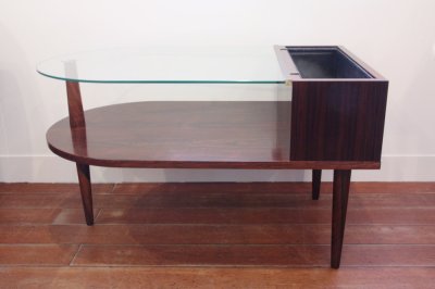 画像2: 北欧家具/デンマーク製　ローズウッド×ガラス　プランター付きサイドテーブル