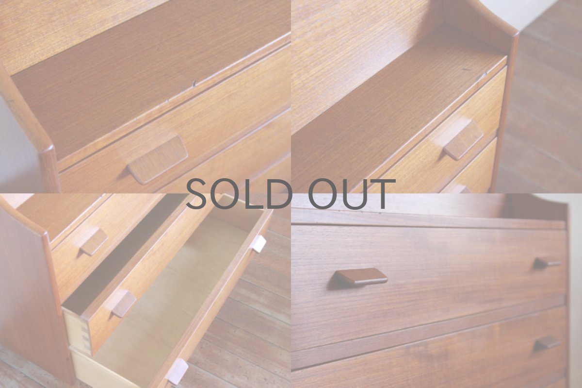 画像5: 北欧ヴィンテージ家具/デンマーク製 ライティングビューロー 3段引き出し (5)