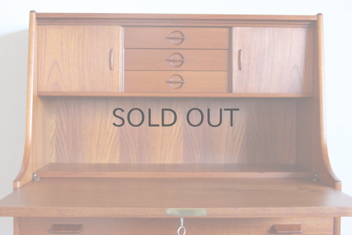 画像2: 北欧ヴィンテージ家具/デンマーク製 ライティングビューロー 3段引き出し (2)