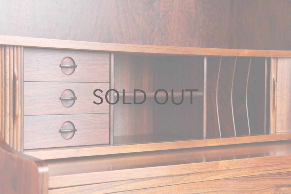 画像3: 北欧ビンテージ家具/デンマーク/ブックシェルフ+ライティングディスク/ローズウッド (3)