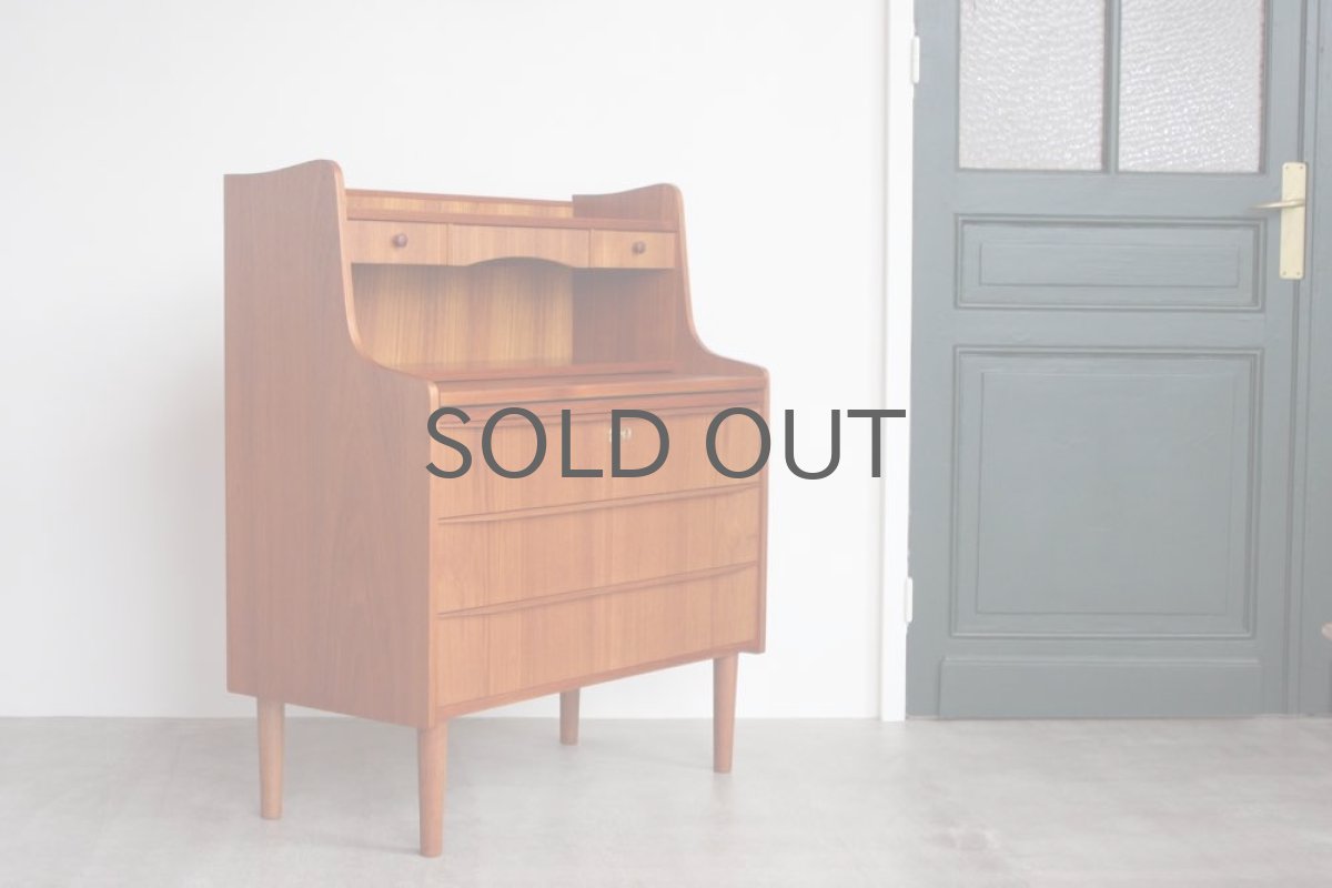 画像6: 北欧ビンテージ家具/デンマーク製　チークライティングビューロー/3段引き出し (6)