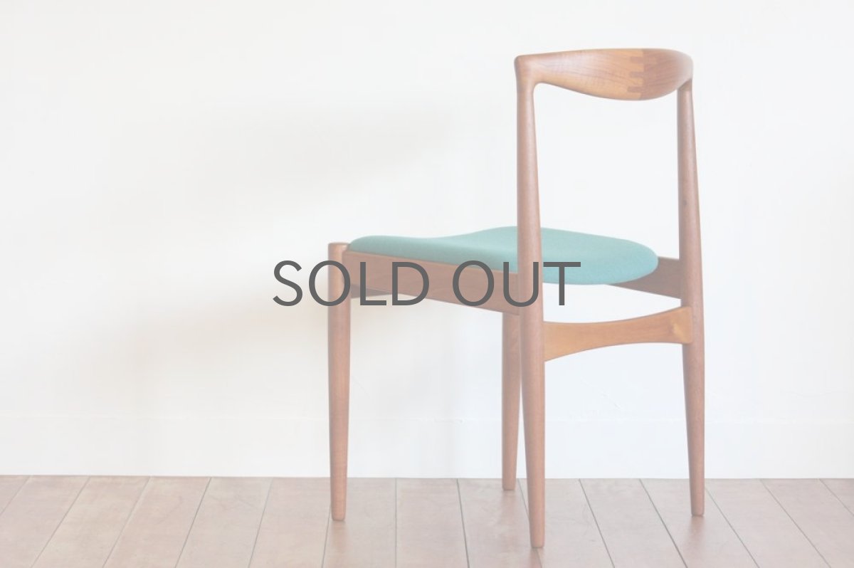 画像2: 北欧ヴィンテージ/デンマーク製　 ダイニングチェア　チーク×ブルーグリーン (2)