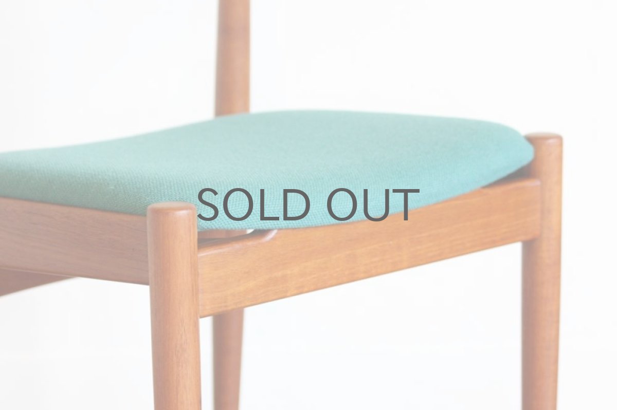 画像4: 北欧ヴィンテージ/デンマーク製　 ダイニングチェア　チーク×ブルーグリーン (4)