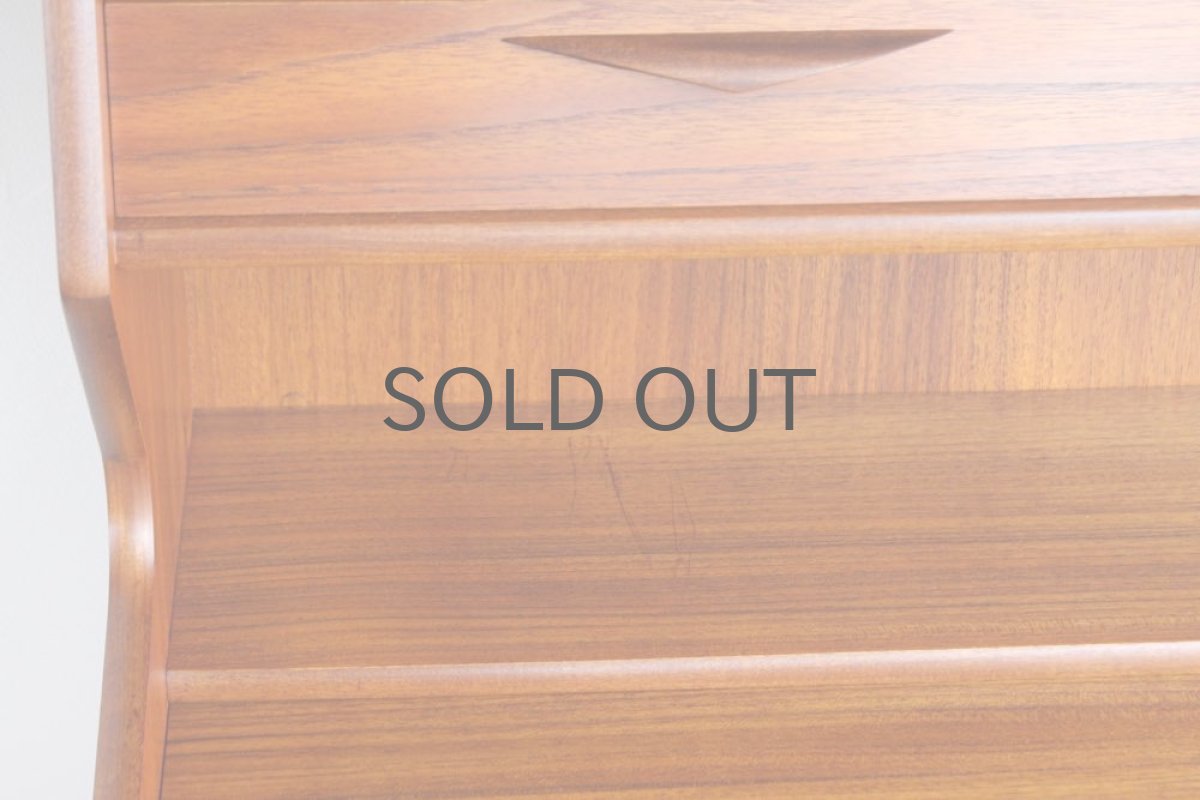 画像6: 北欧ビンテージ家具/デンマーク製／チークライティングビューロー／2段引き出し (6)