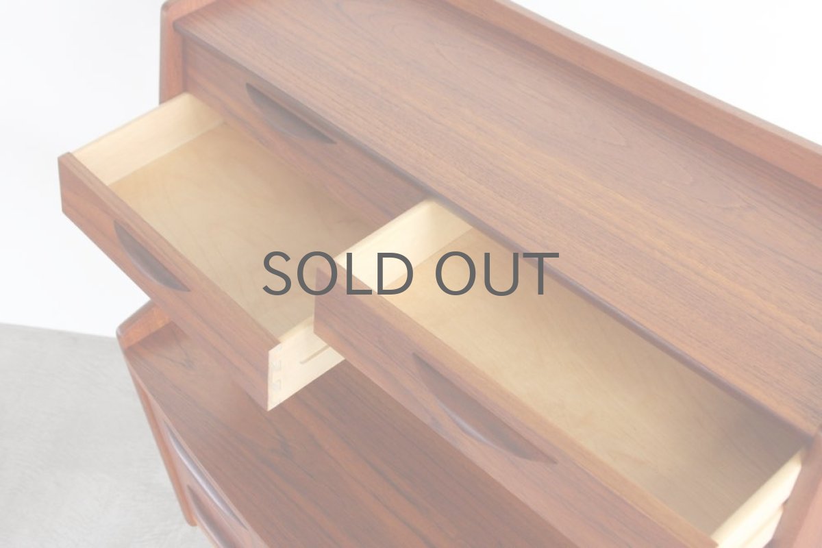 画像5: 北欧ビンテージ家具/デンマーク製／チークライティングビューロー／2段引き出し (5)