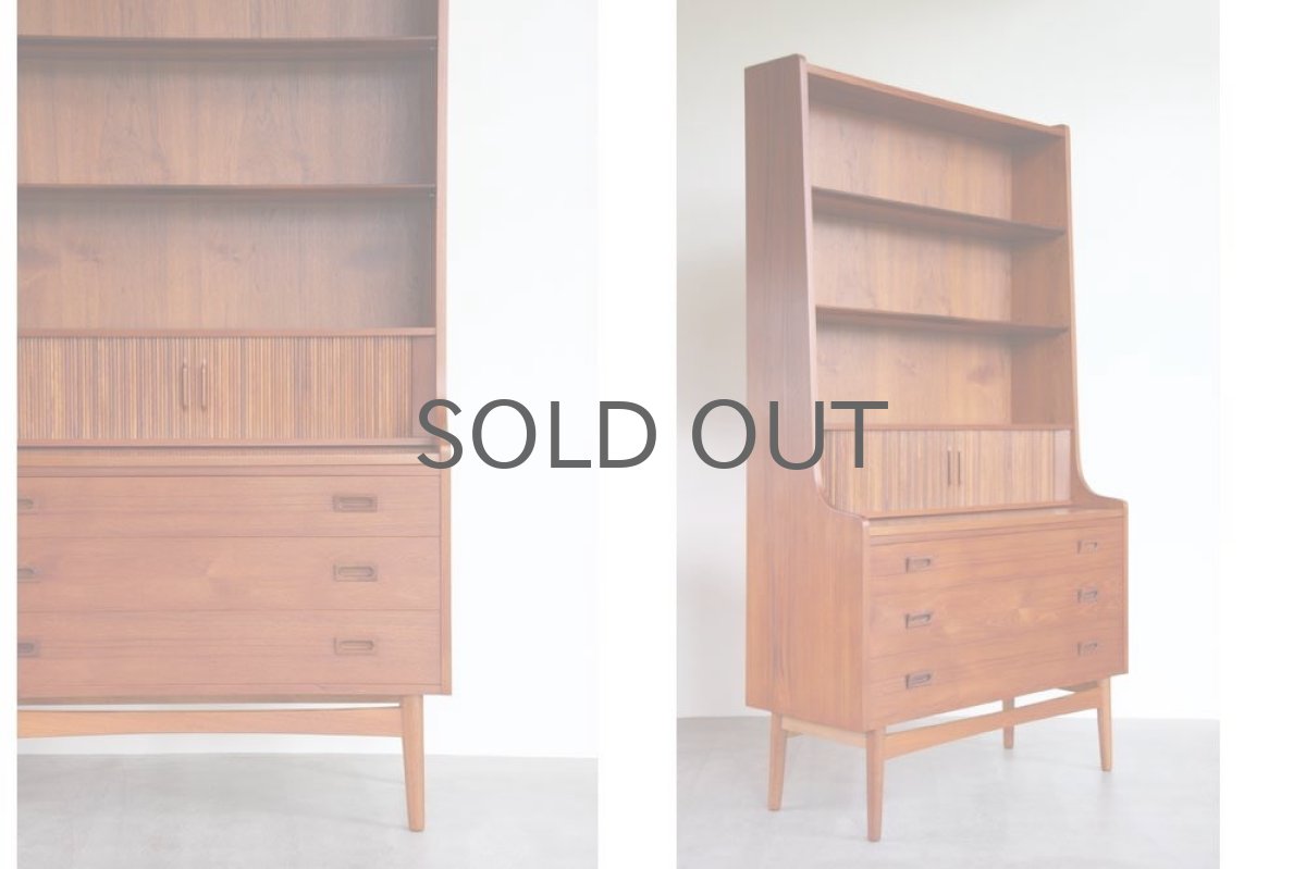 画像2: 北欧ビンテージ家具/デンマーク/ブックシェルフ+ライティングデスク/チーク (2)