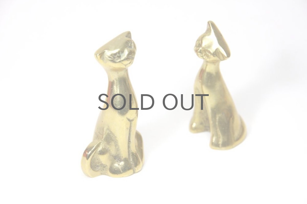 画像2: スウェーデンの蚤の市で見つけた/真ちゅうネコセット (2)