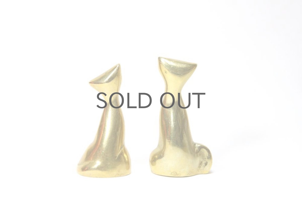 画像3: スウェーデンの蚤の市で見つけた/真ちゅうネコセット (3)