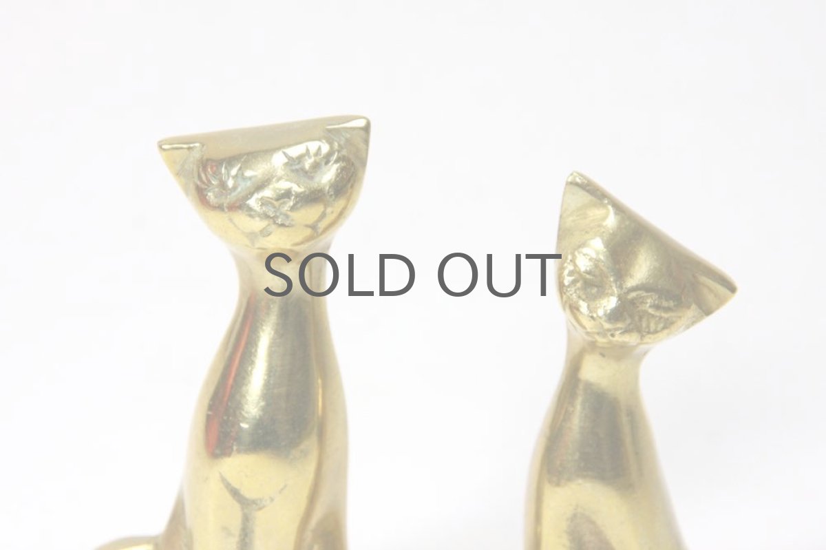 画像5: スウェーデンの蚤の市で見つけた/真ちゅうネコセット (5)