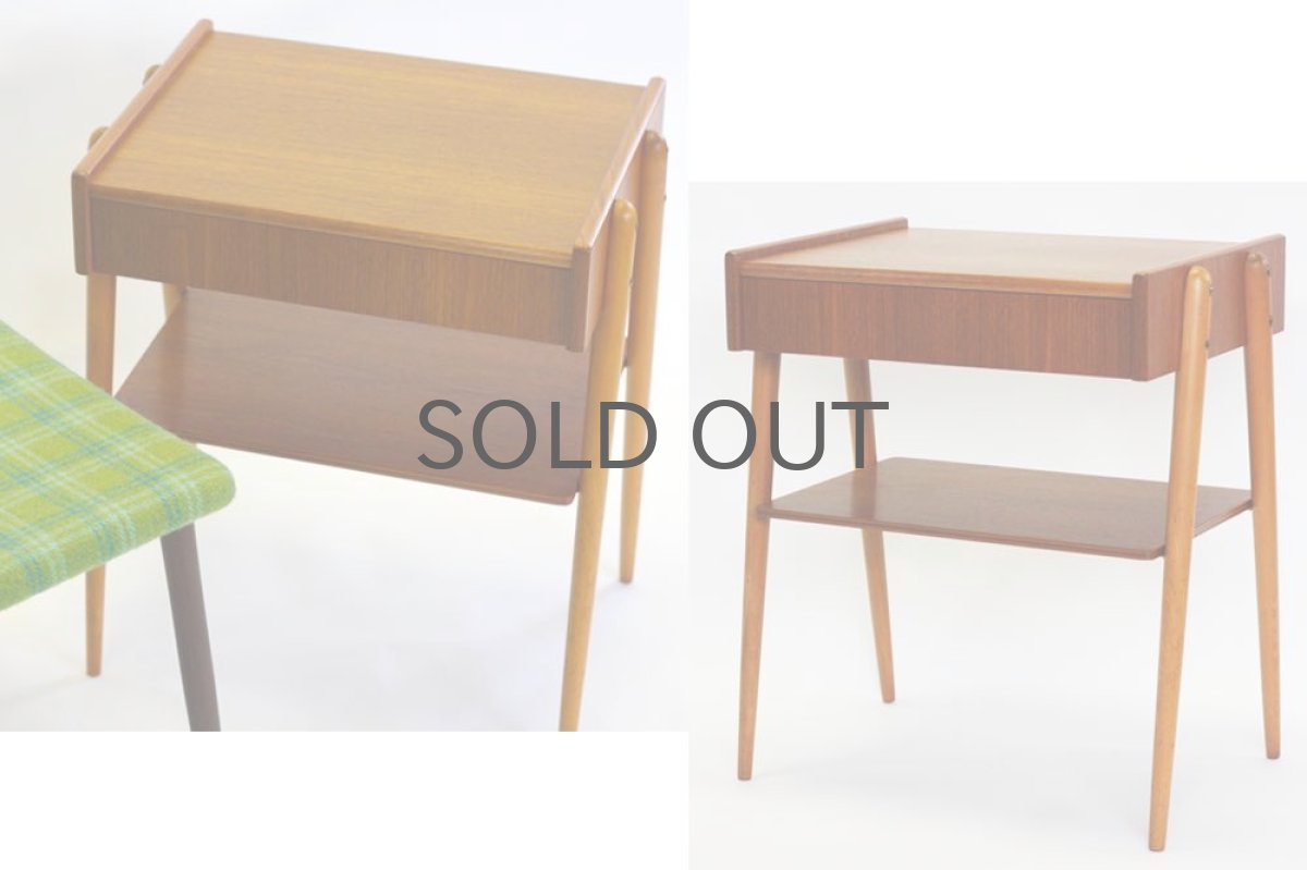 画像4: 北欧ビンテージ家具/スウェーデン/チーク×ビーチ/ベッドサイドテーブル (4)