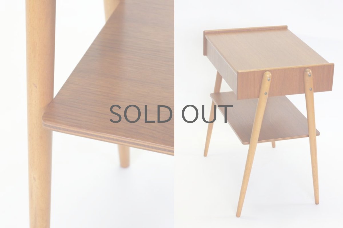 画像5: 北欧ビンテージ家具/スウェーデン/チーク×ビーチ/ベッドサイドテーブル (5)