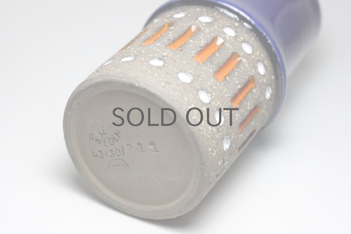 画像5: ビンテージ北欧雑貨/Upsala Ekeby /ウプサラ エクビィ/マリ・シムルソン/ブルー×オレンジ花瓶 (5)