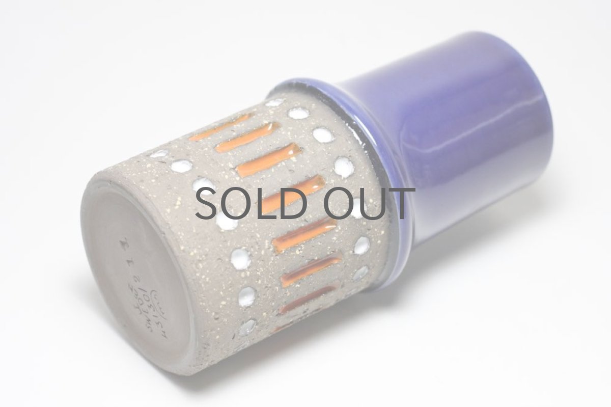 画像6: ビンテージ北欧雑貨/Upsala Ekeby /ウプサラ エクビィ/マリ・シムルソン/ブルー×オレンジ花瓶 (6)