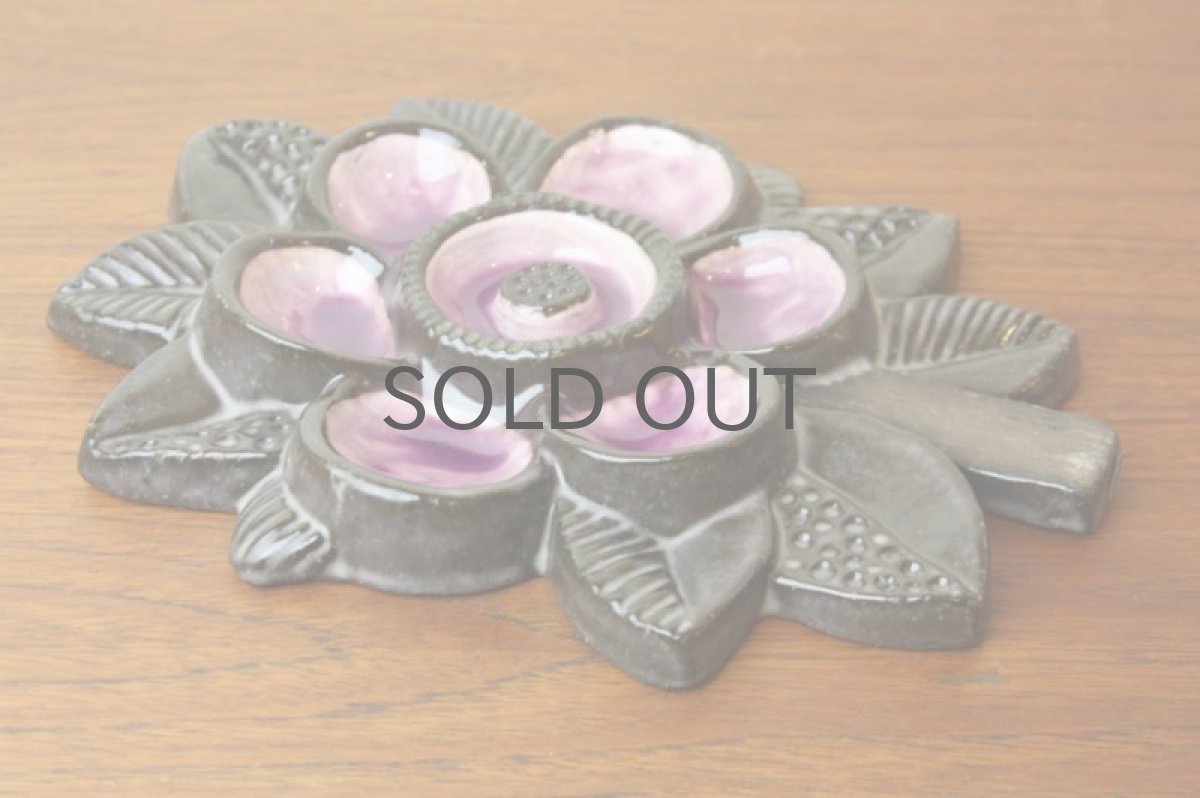 画像3: Upsala Ekeby Blomma 花陶板壁掛け ピンク (3)