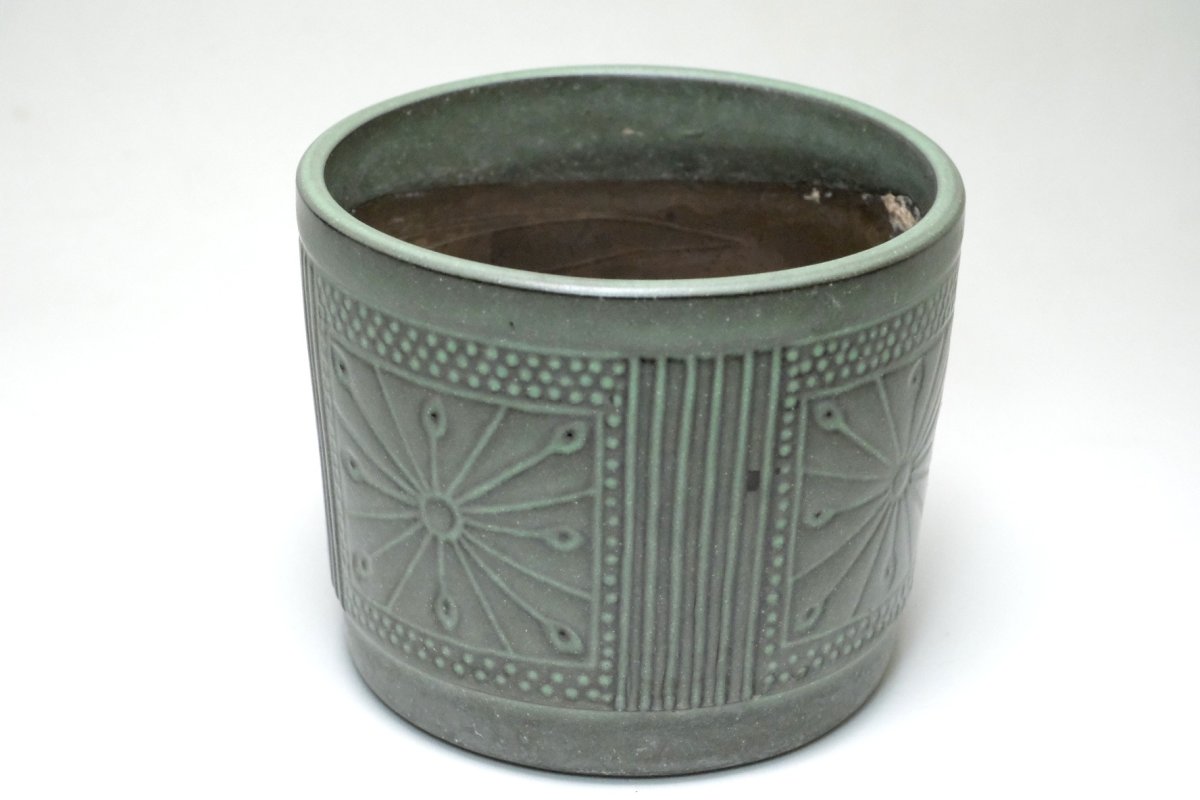 画像3: 北欧ガーデニンググッツ/ビンテージ/Upsala Ekeby/ウプサラエクビィ/植物ポット/鉢/H12cm/モスグリーン (3)