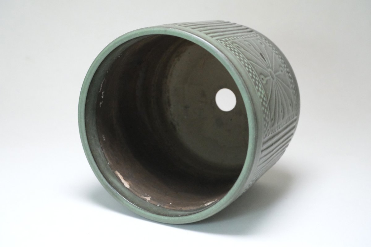 画像5: 北欧ガーデニンググッツ/ビンテージ/Upsala Ekeby/ウプサラエクビィ/植物ポット/鉢/H12cm/モスグリーン (5)