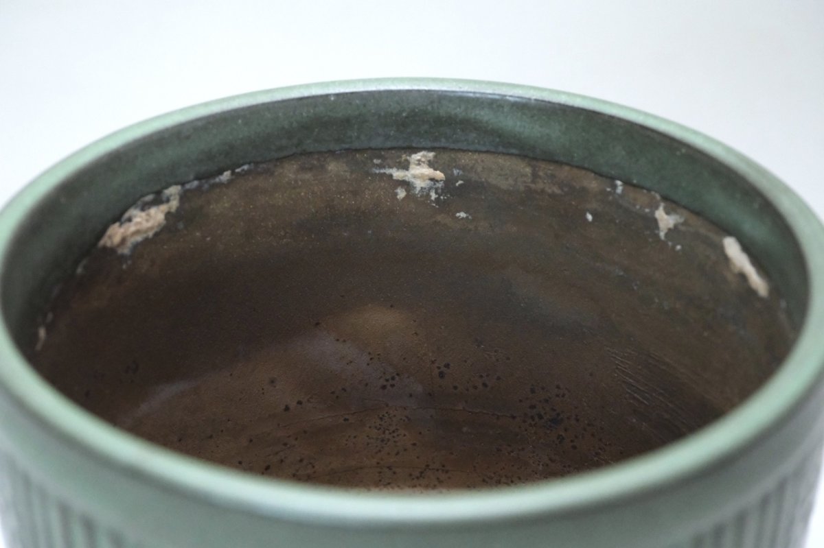 画像2: 北欧ガーデニンググッツ/ビンテージ/Upsala Ekeby/ウプサラエクビィ/植物ポット/鉢/H12cm/モスグリーン (2)