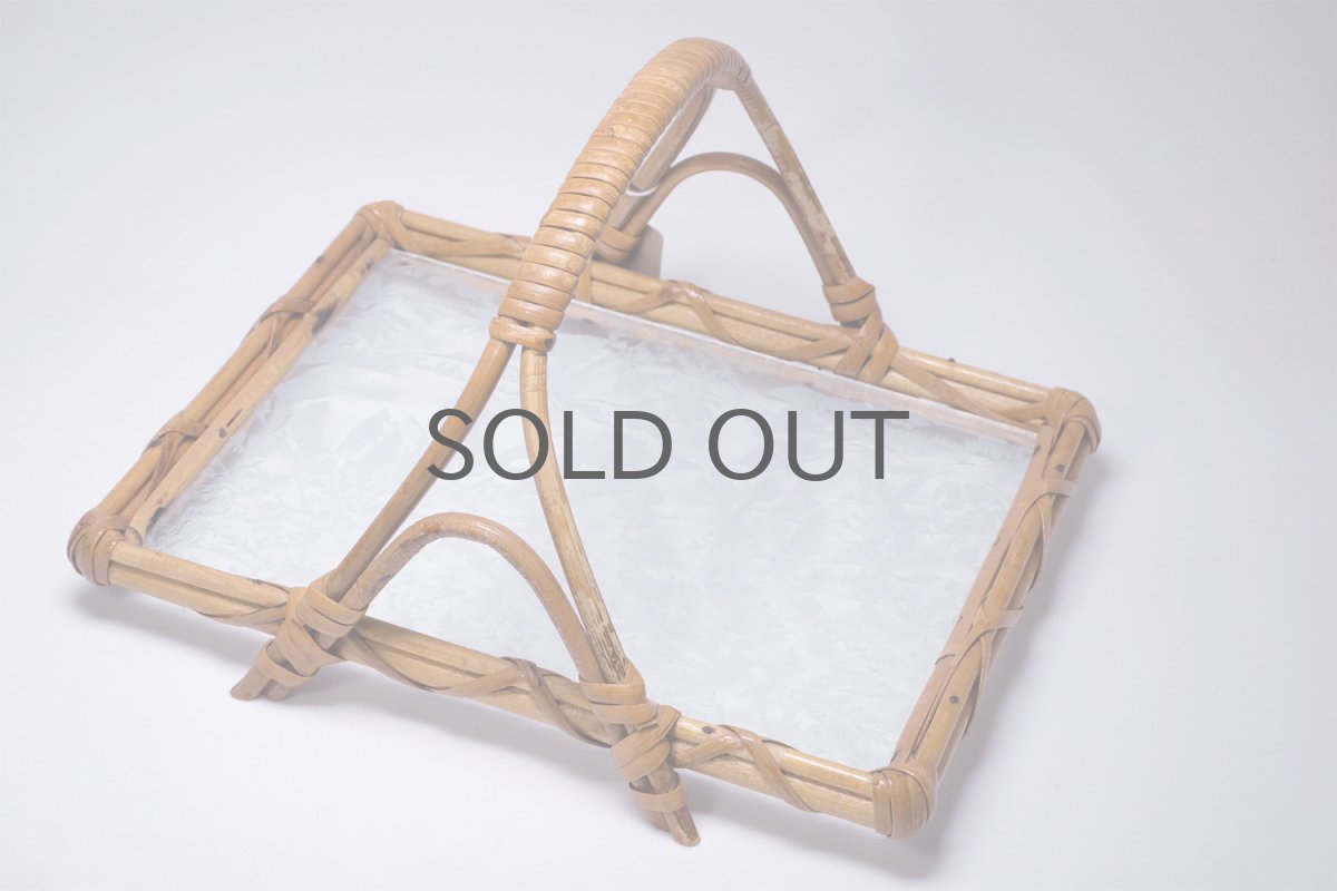 画像2: 北欧ビンテージ雑貨/北欧ハンドクラフト/籐+ガラストレー (2)