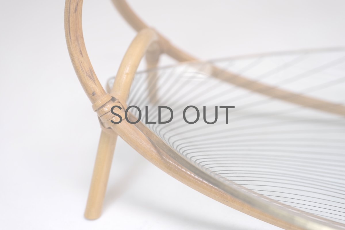 画像5: 北欧ビンテージ雑貨/北欧ハンドクラフト/籐+ガラストレー/オーバル型/Lサイズ (5)