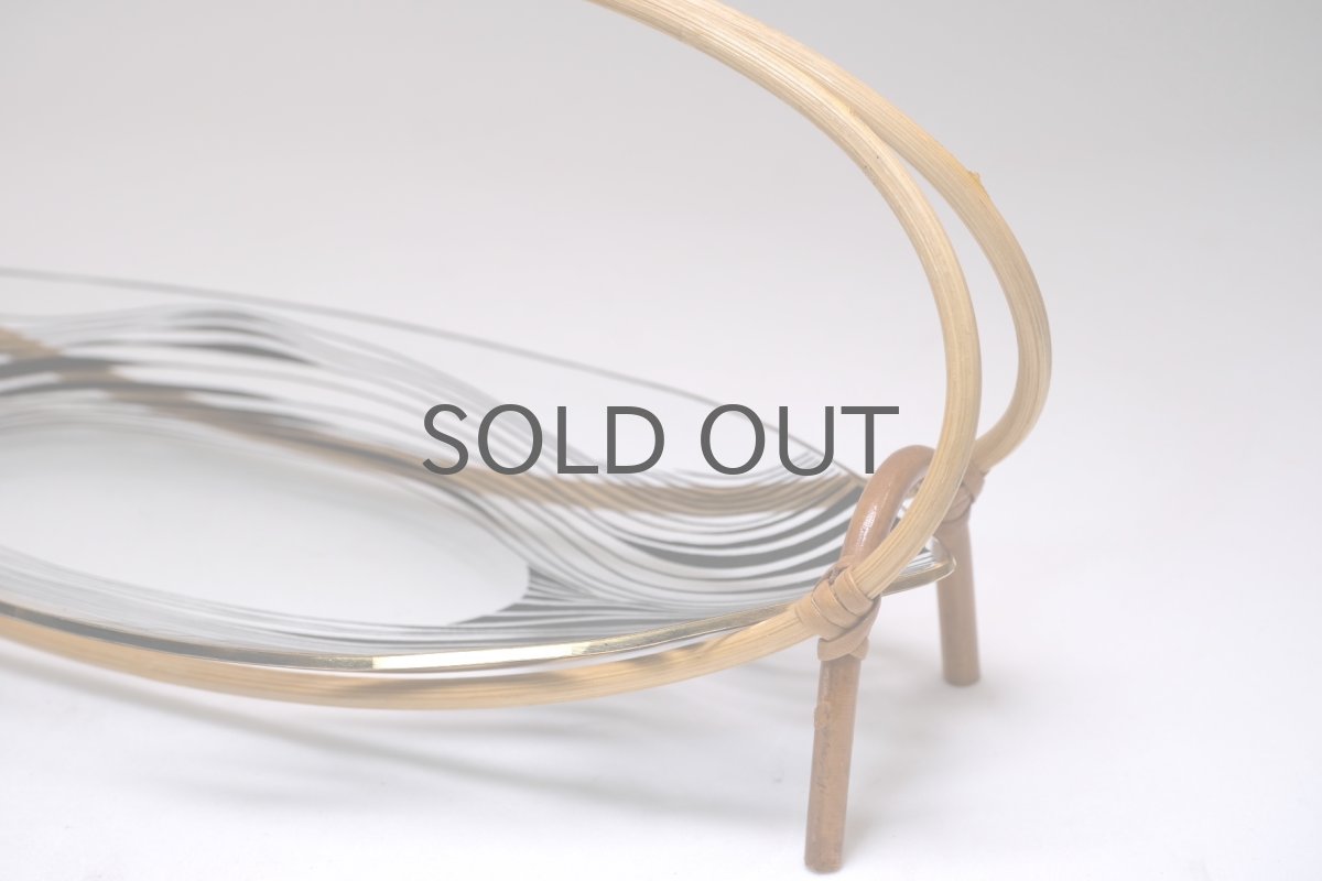 画像5: 北欧ビンテージ雑貨/北欧ハンドクラフト/籐＋ガラストレー/オーバル型/Sサイズ (5)