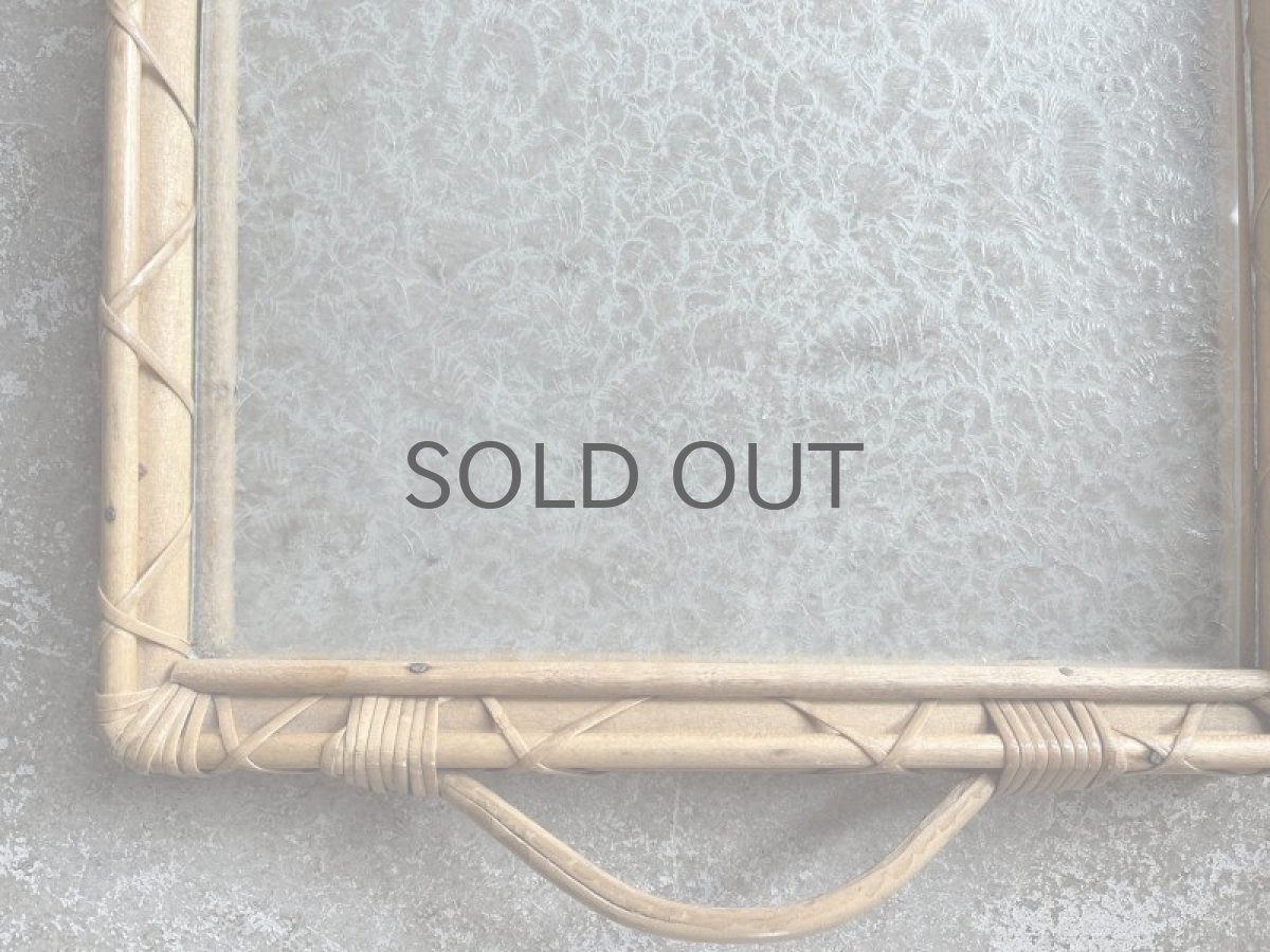 画像8: 北欧ビンテージ雑貨/北欧ハンドクラフト/籐+ガラストレー/2枚セット (8)