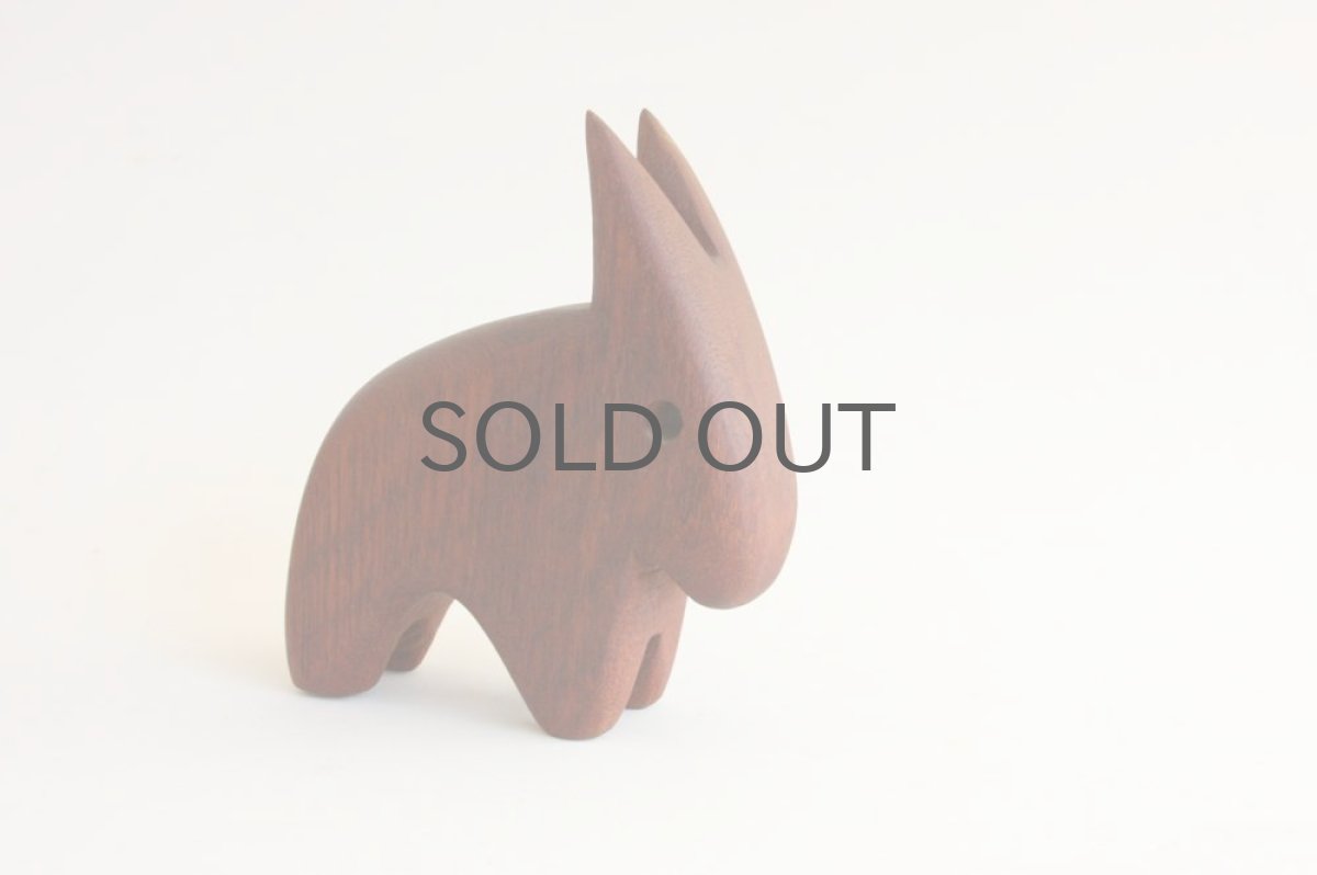 画像2: 北欧雑貨／木製チーク／ウサギのオブジェ／ビンテージ (2)