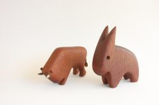 画像4: 北欧雑貨／木製チーク／ウサギのオブジェ／ビンテージ (4)