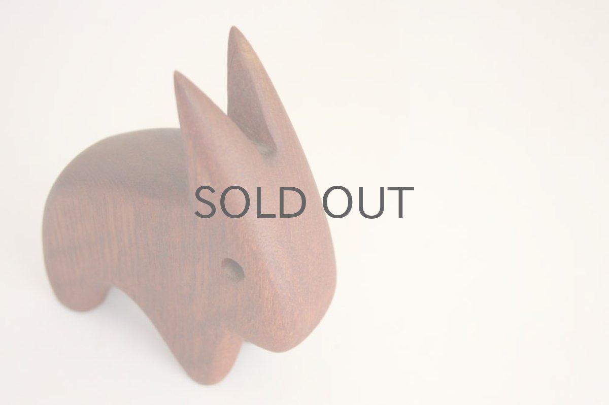 画像3: 北欧雑貨／木製チーク／ウサギのオブジェ／ビンテージ (3)