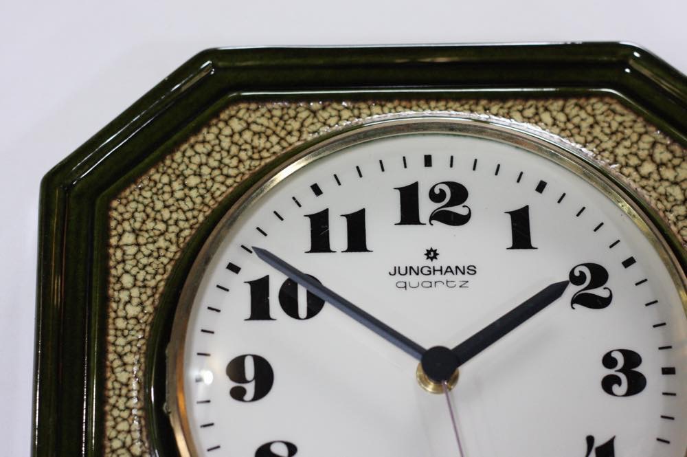ヴィンテージ インテリア雑貨/ 陶製 壁掛け時計 Junghans製 ドイツ ユンハンス